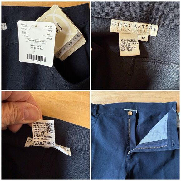 DONCASTER SIGNATURE PANTS NWT COTTON BLD 5 POCKET RELAXED CASUAL OFFICE NAVY 12 - Picture 11 of 11